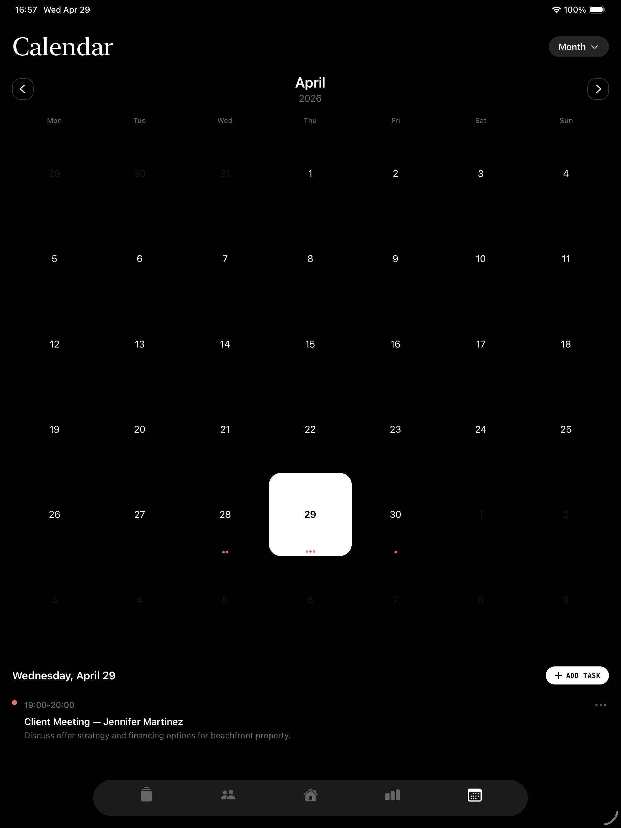 Calendar on iPad